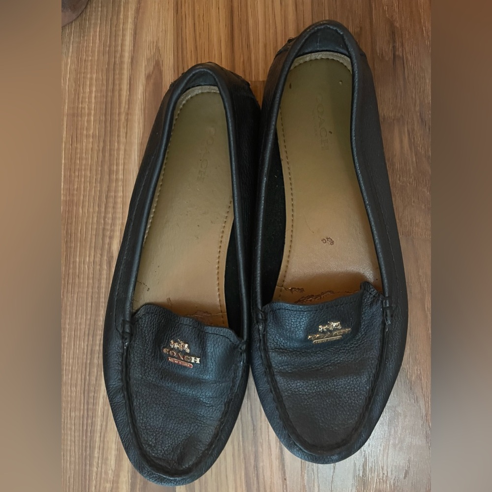Coach black leather flats size 9.5